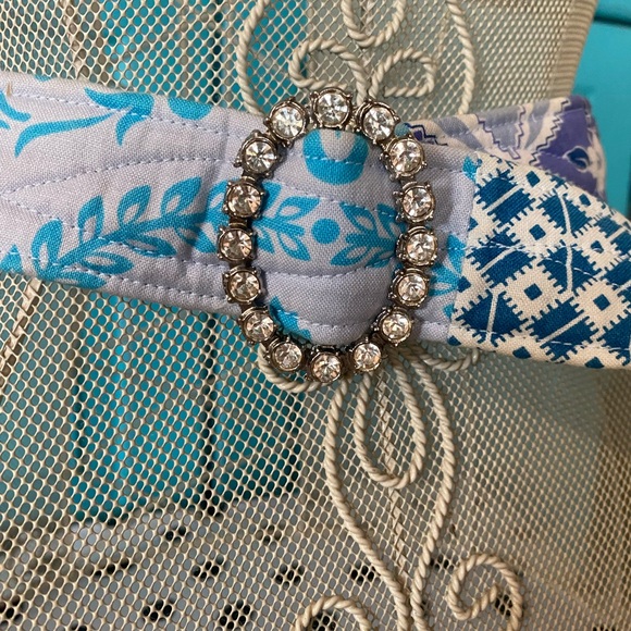 Bari J Handmade Belt-Quilted Cotton Fabric Rhinestone Buckle Adjustable Gift - Picture 5 of 10